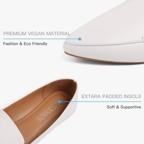 New Women’s Comfortable Pointed Toe Loafers Slip-on Flat Shoe Bright White Sz 7 - Picture 3 of 5